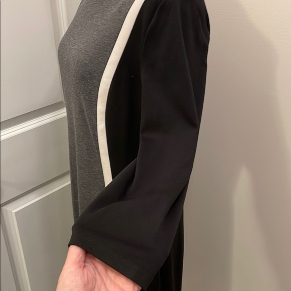 Chaps Gray and Black Dress 3/4 Sleeve Crew Neck EUC 12 - Picture 6 of 13